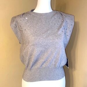 NWT! ON 12TH SIZE MEDIUM M PADDED SHOULDER EMBELLISHED SWEATER KNIT LOT5645